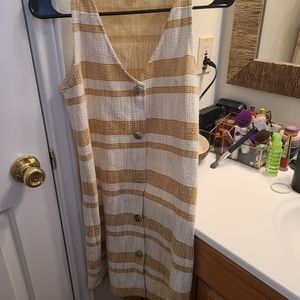 Mango stripped pinafore button down dress